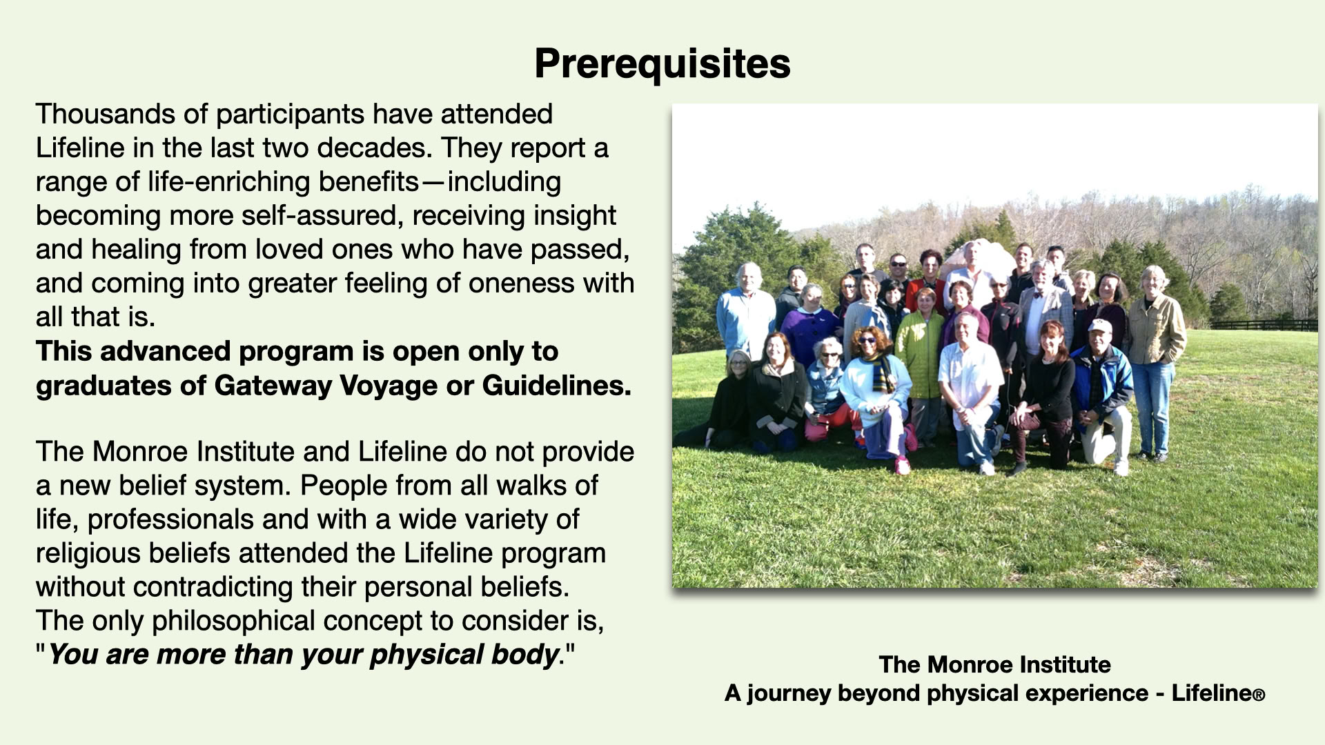Lifeline® 6-tägiges erfahrungsorientiertes Retreat